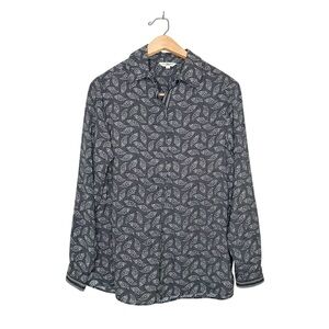 Max Studio Womens Long Sleeve Printed Half Button Popover Blouse Small S